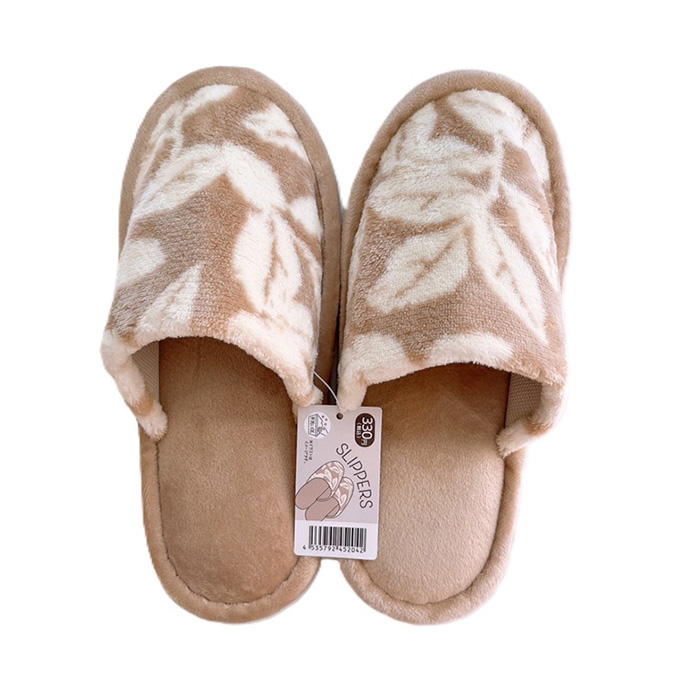 【まとめ買い】ライトルームスリッパ リーフ柄 BE 0834/375096