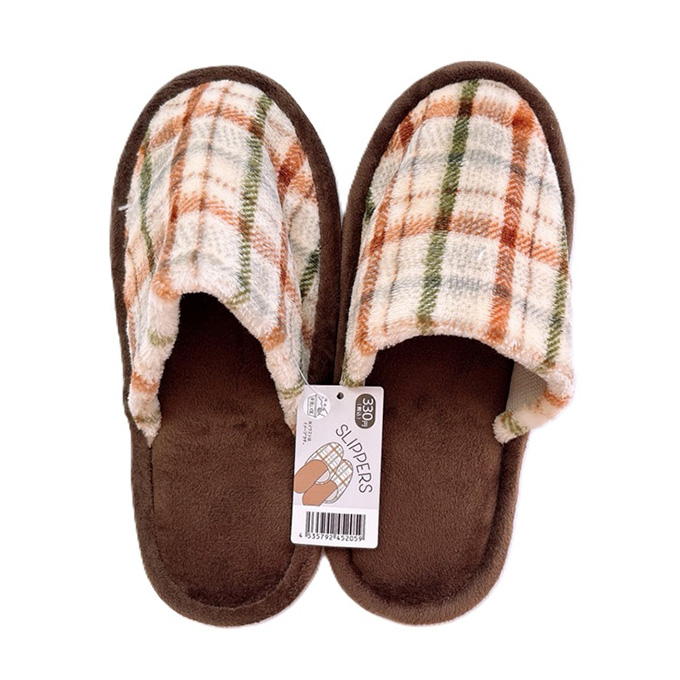 【まとめ買い】ライトルームスリッパ チェックBR 0834/375097