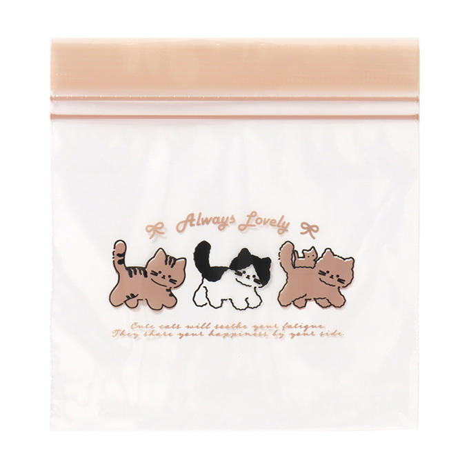 【まとめ買い】ダブルジッパーフリーザーバッグ もこもこねこ SS 20枚 0490/375521
