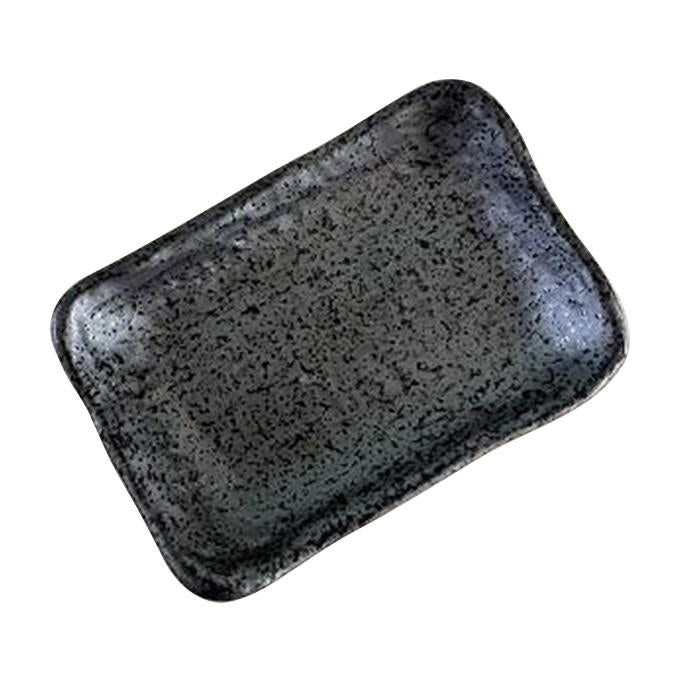 【まとめ買い】Tokinone PB.黒結晶長角小皿 0530/021274