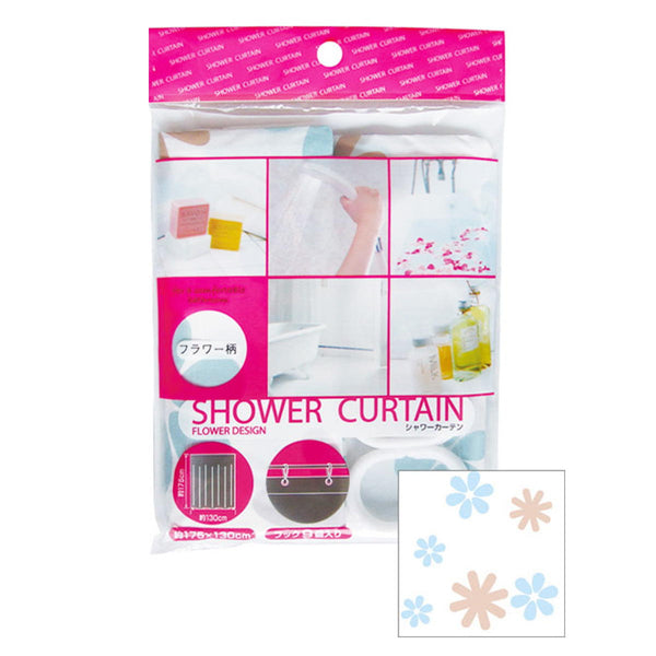 まとめ買い】フラワー柄シャワーカーテン フック9個入(約175×130cm