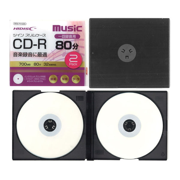 CD-R 音楽用 700MB32倍速 2枚入 プリンタブル 0474/042076
