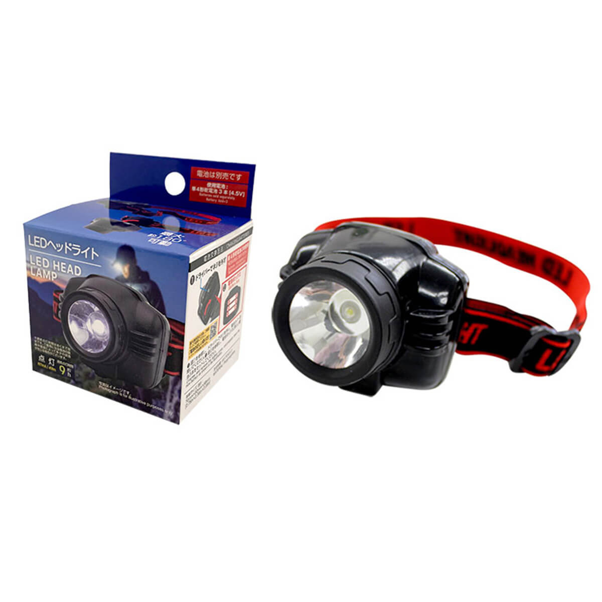 【まとめ買い】ヘッドライト LED ゴム装着 アウトドア トレッキング サイクリング 0344/060581