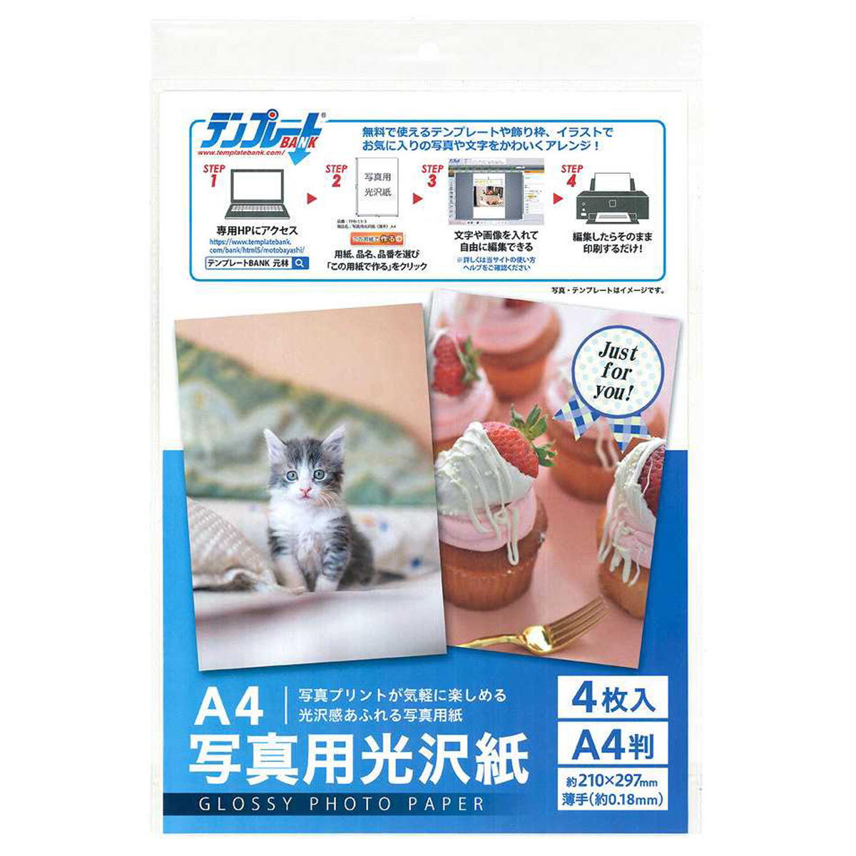 【まとめ買い】A4写真用光沢紙 薄手 4枚入0948/082437