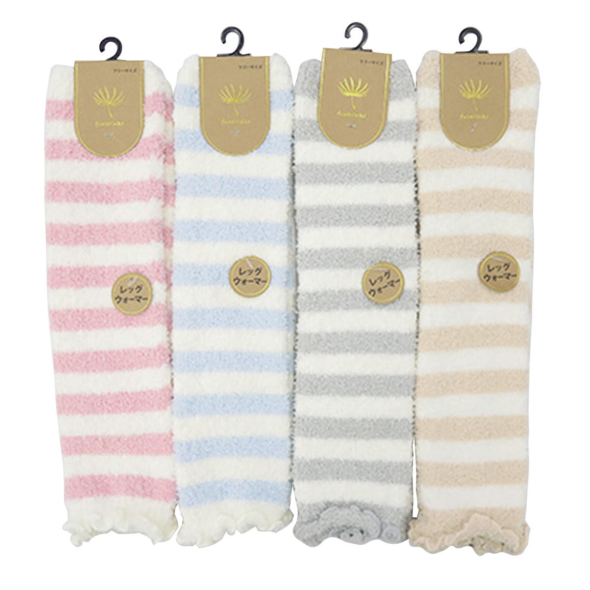 【まとめ買い】レッグウォーマーパステルボーダー1380/085364