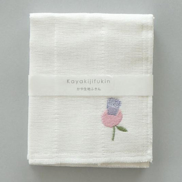 【まとめ買い】ダスター 台ふきん かやふきん かや布巾 アクシス カヤ生地フキン刺繍フラワーピンク 30×30cm 2565/218137