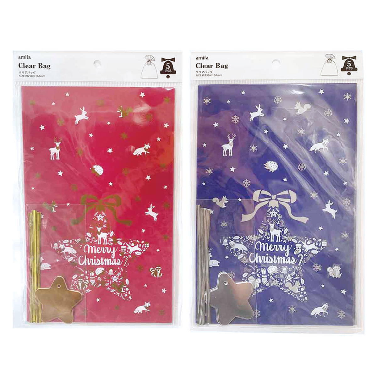 【まとめ買い】クリアバッグ L 5P クリスマスフォレスト タグ付0356/301978