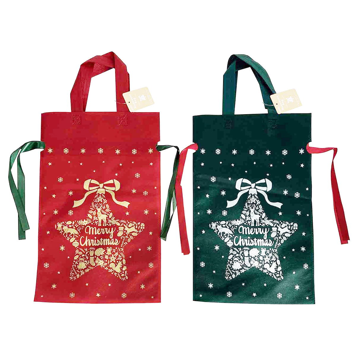 【まとめ買い】不織布バッグ ハンドル付 クリスマスフォレスト0356/301979