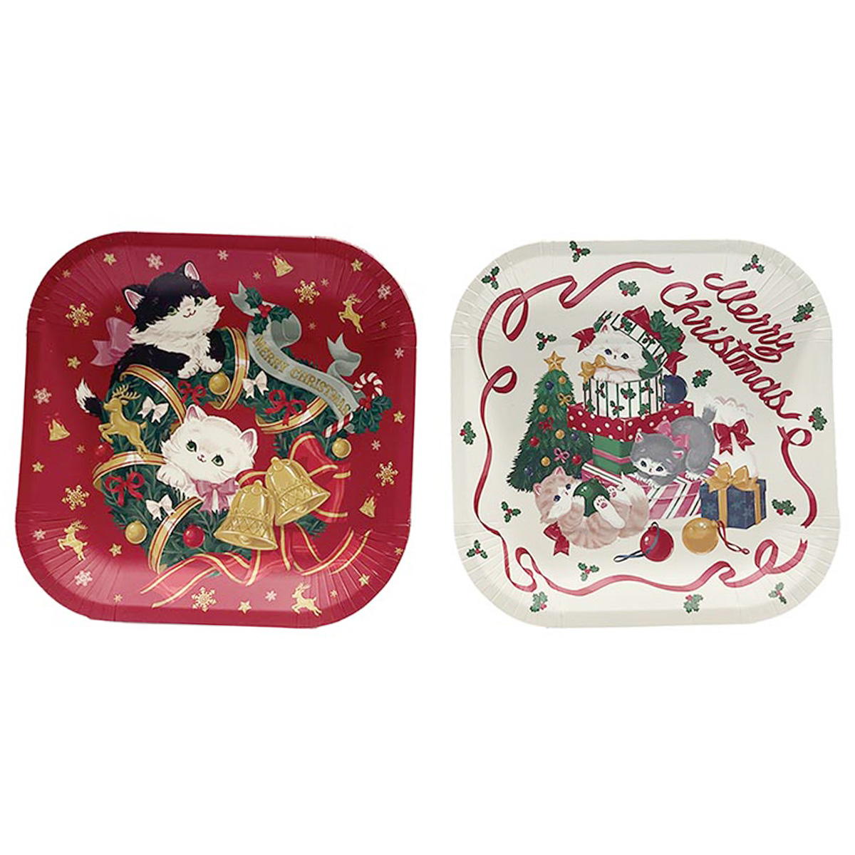 【まとめ買い】ペーパープレート 8P スクエア ヴィンテージキャット0356/302317