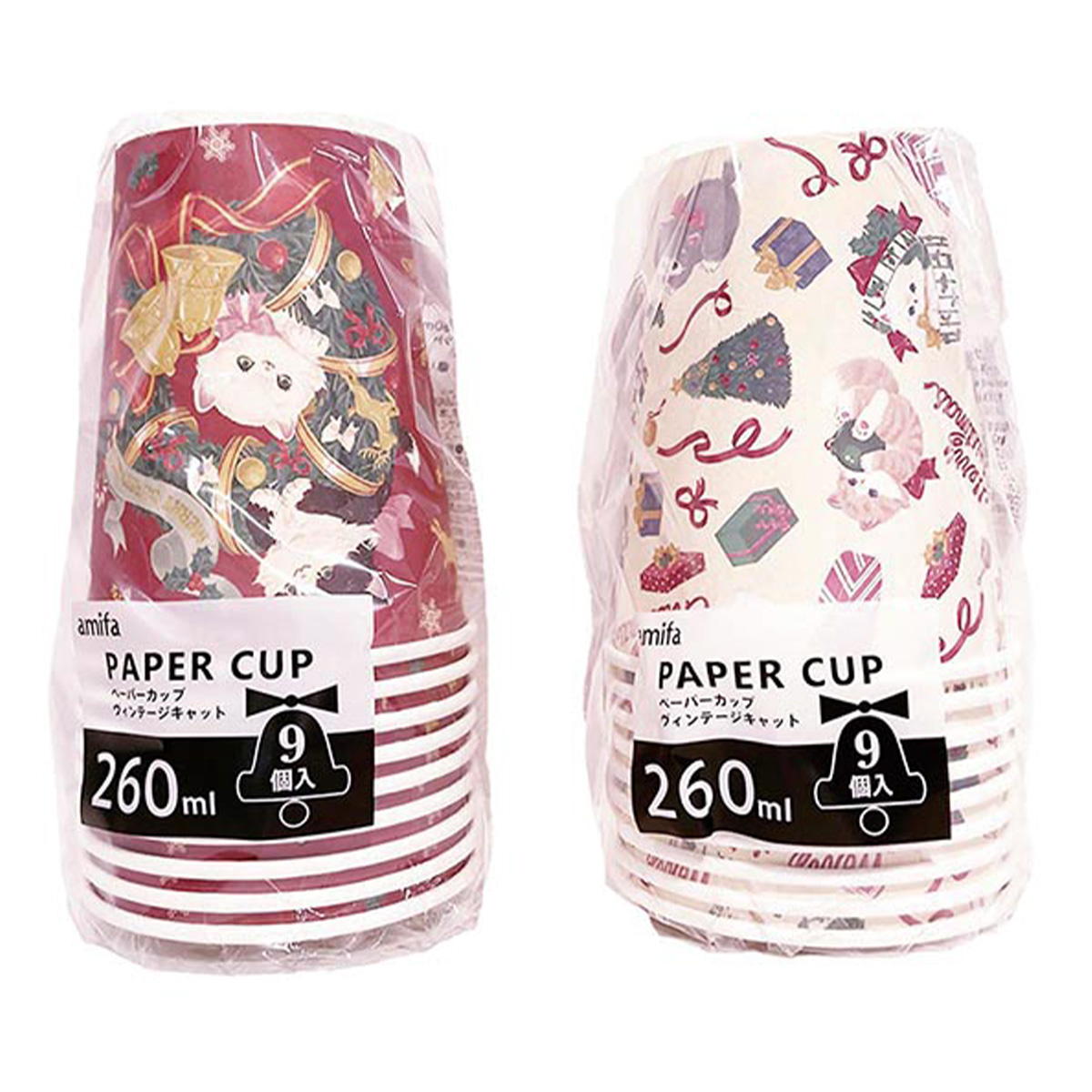 【まとめ買い】ペーパーカップ 260ml 9P ヴィンテージキャット0356/302321