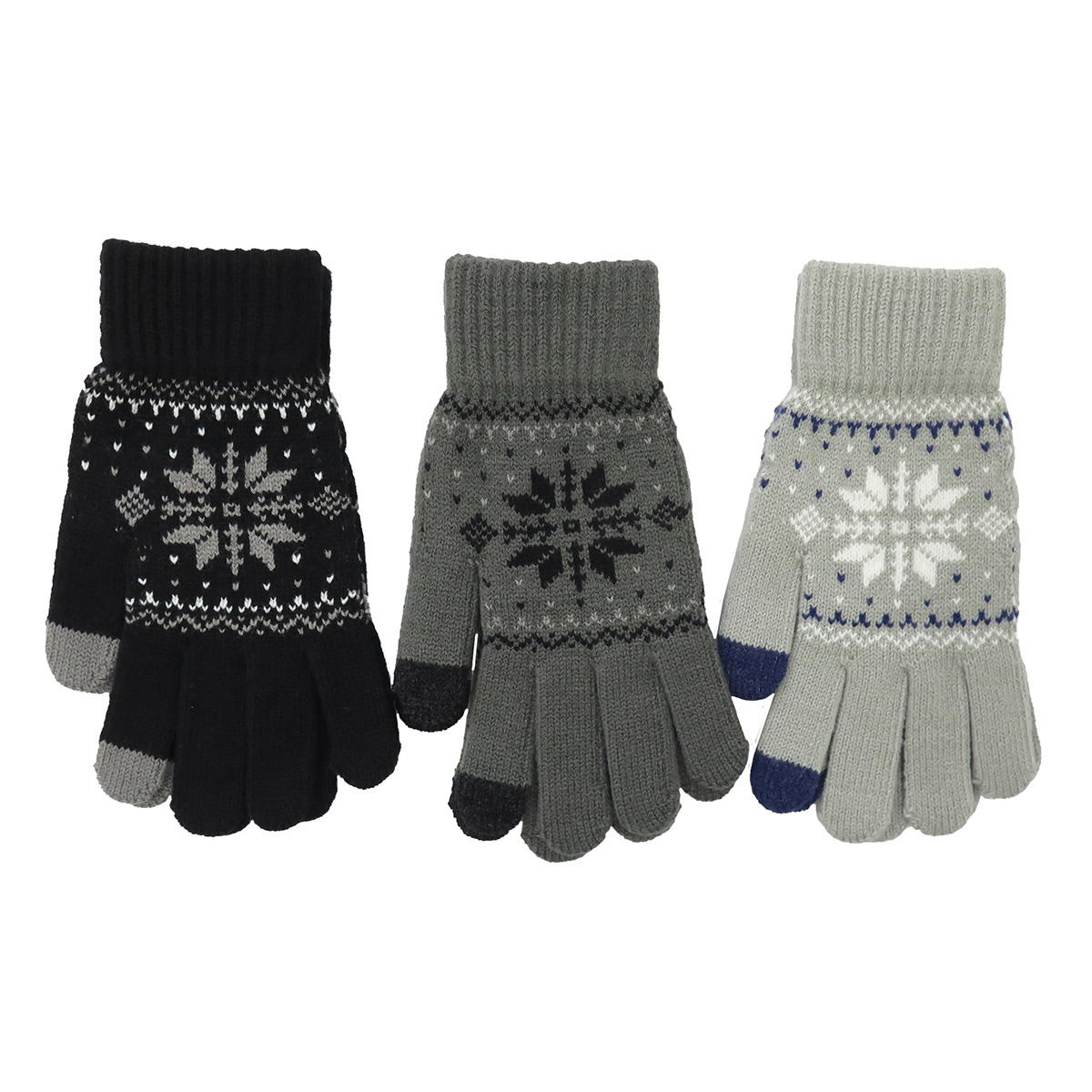 【まとめ買い】紳士スマホ手袋雪柄1380/304445