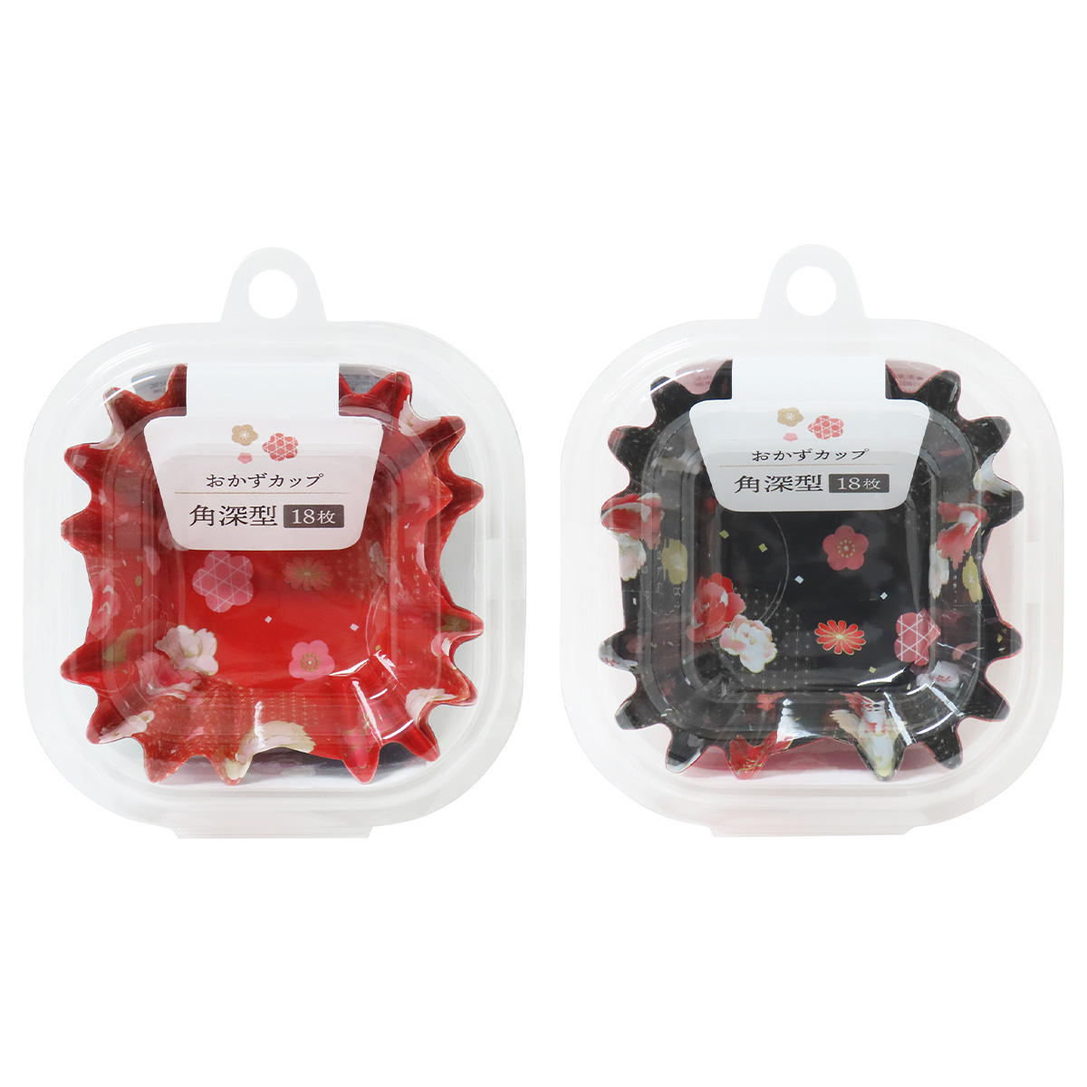 【まとめ買い】おかずカップ花みやび柄角深型18枚 0490/305190