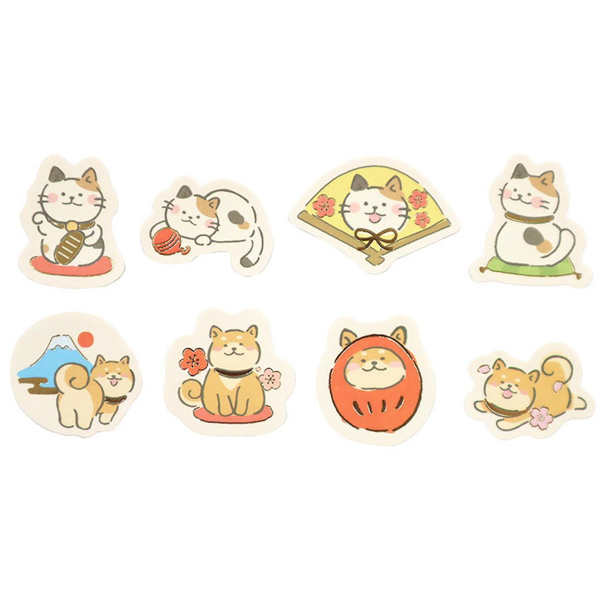 【まとめ買い】フレークシール 24P しばねこ和柄 0911/305254