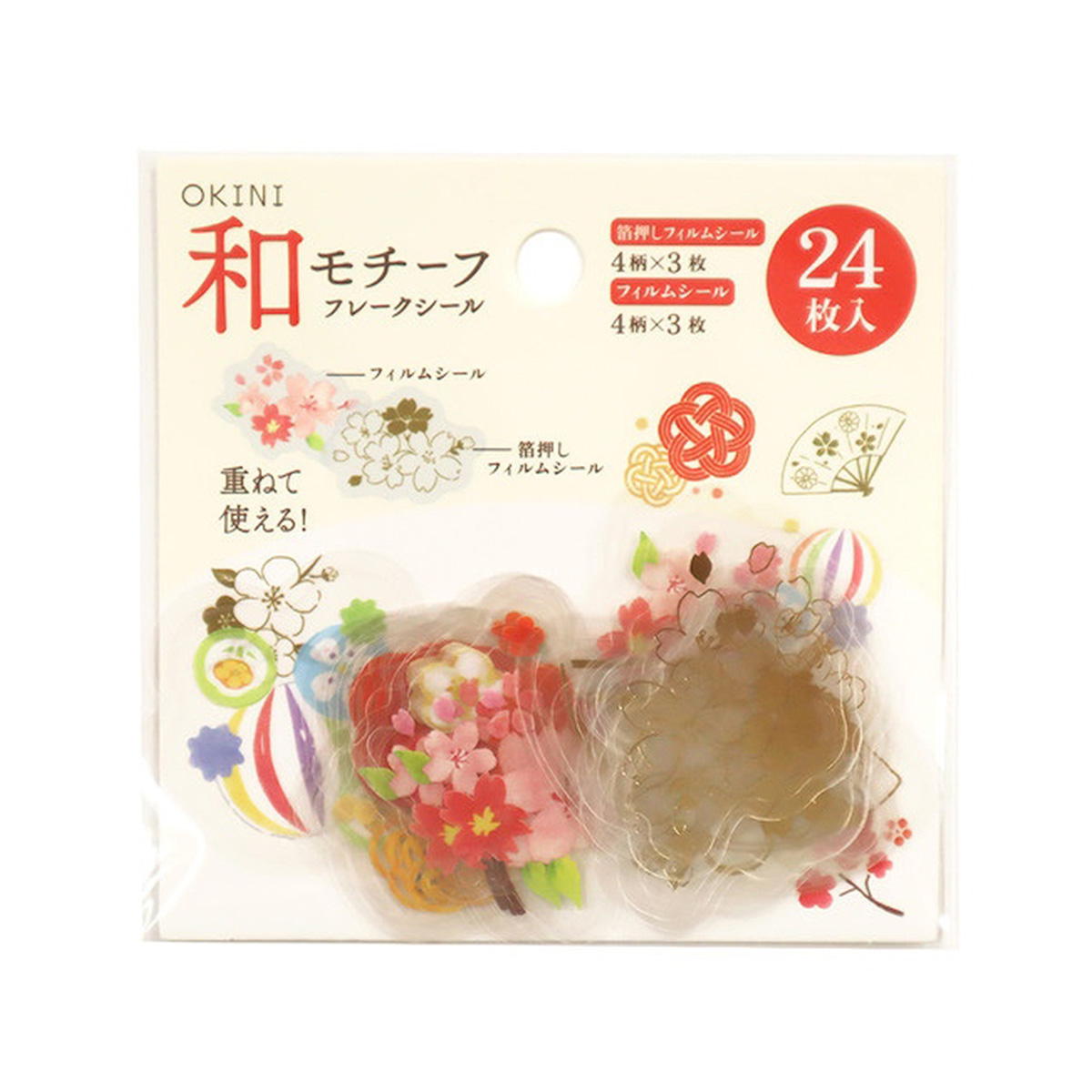 【まとめ買い】フレークシール 24P クリア 和柄 0911/305256