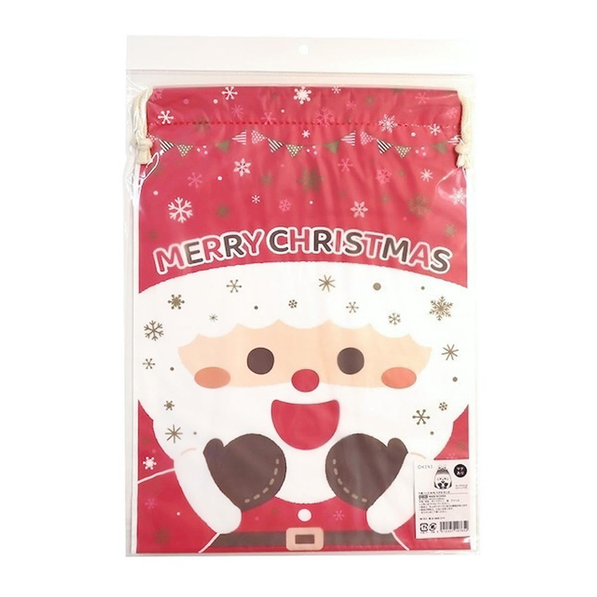 【まとめ買い】巾着バッグ M PE マチ付 サンタ0911/305328