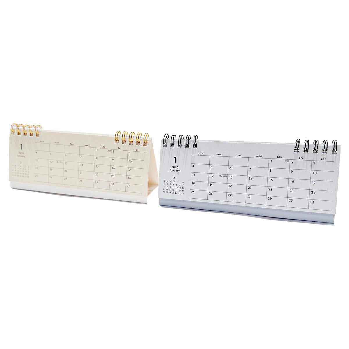【まとめ買い】2026卓上カレンダー 横長 シンプルカラー0356/308243