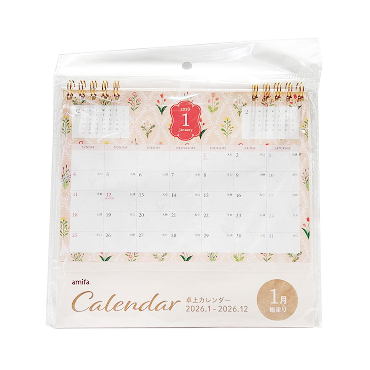 【まとめ買い】2026卓上カレンダー フローラル0356/308244