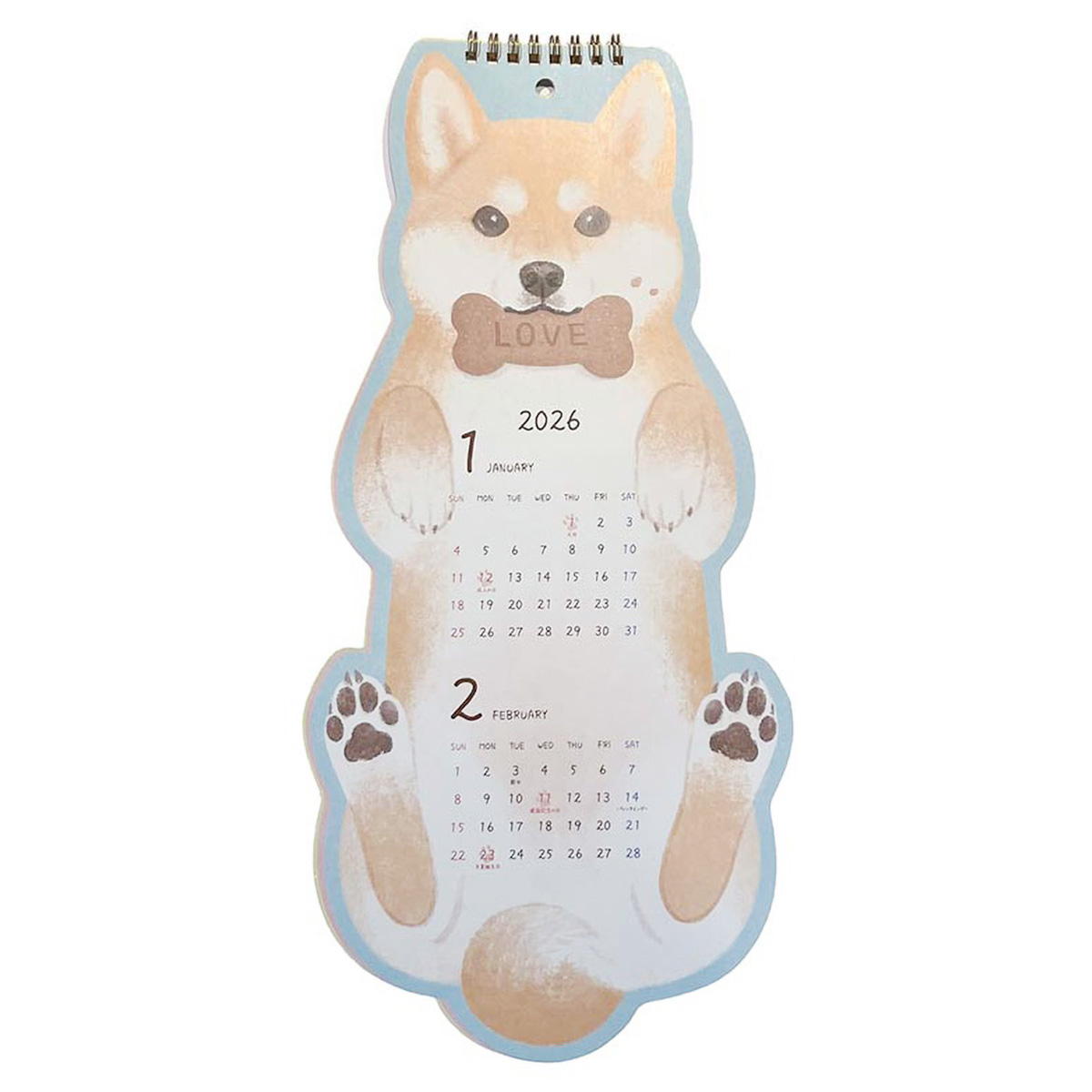 【まとめ買い】2026壁掛けリングカレンダー ダイカットわんこ0356/308247