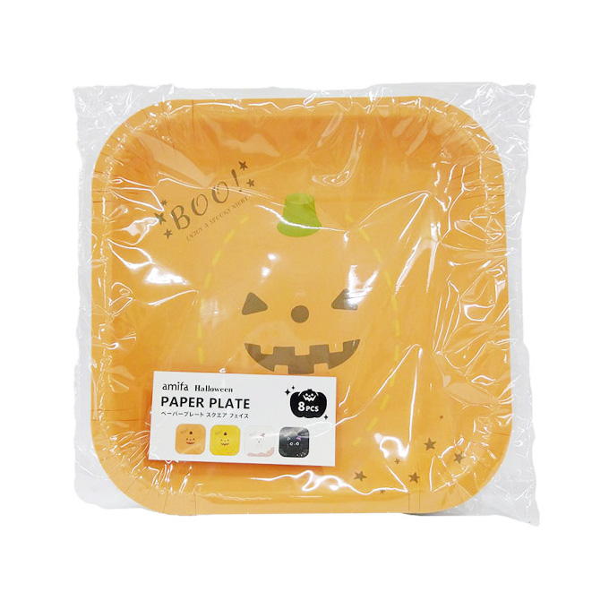 【まとめ買い】ペーパープレート 8P スクエア フェイス 0356/308410