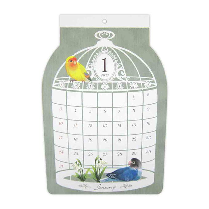 【まとめ買い】2027 ダイカット壁掛けカレンダー 鳥かご 0915/308664
