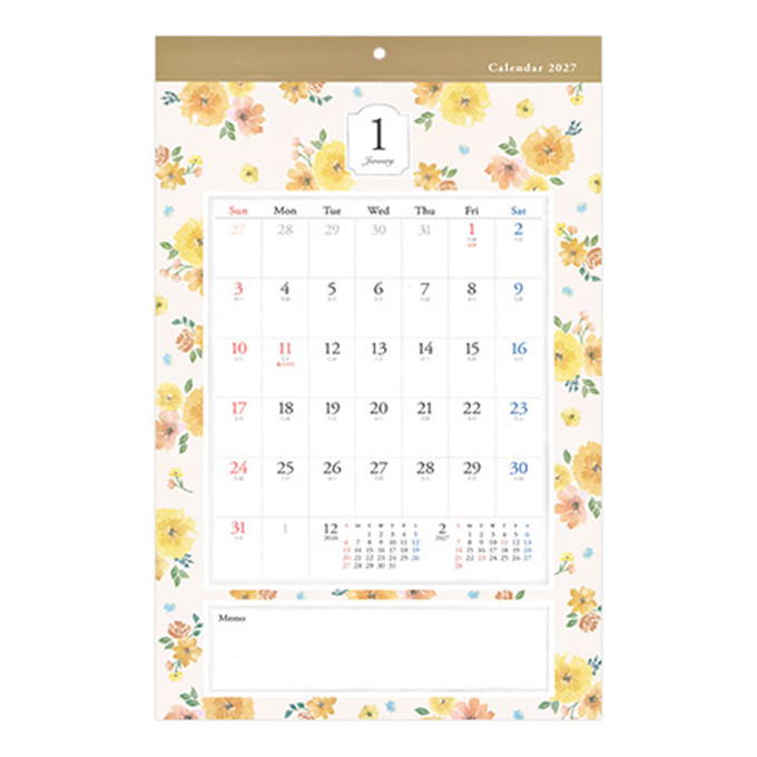 【まとめ買い】2027 壁掛け A3 花柄 0936/308708