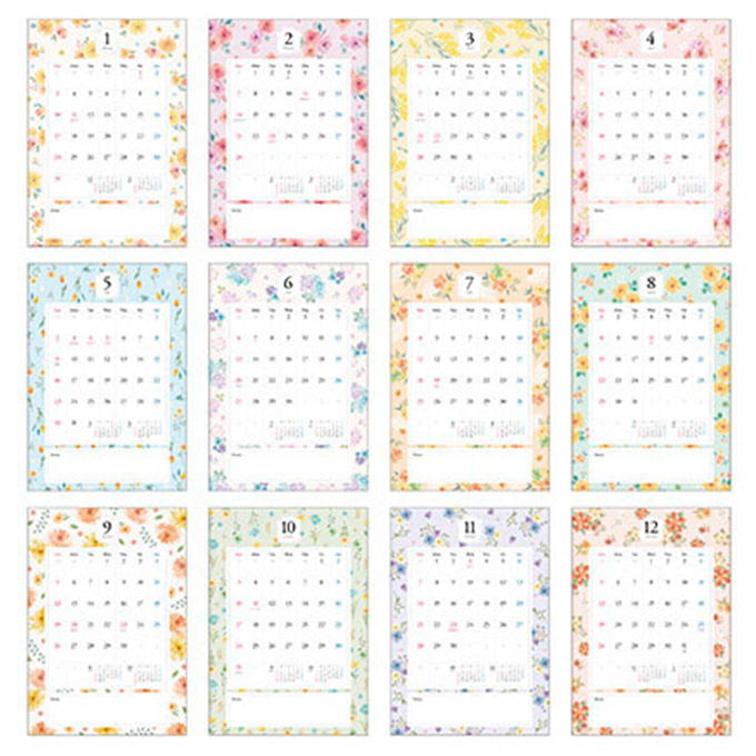 【まとめ買い】2027 壁掛け A3 花柄 0936/308708