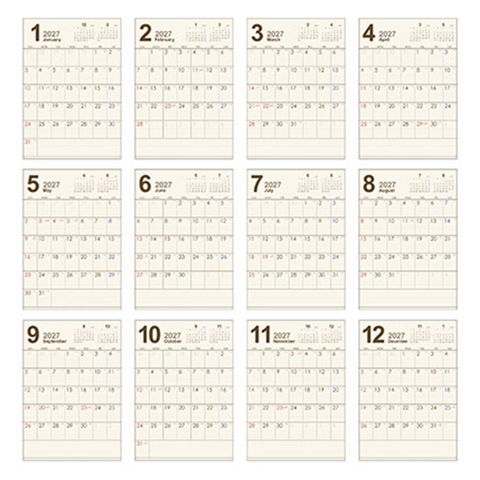 【まとめ買い】2027 壁掛け A3 シンプルベーシックデザイン 0936/308710