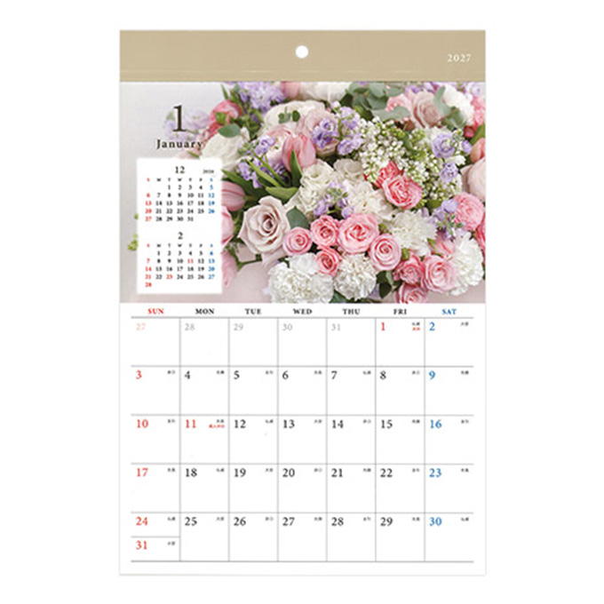 【まとめ買い】2027 壁掛け A4 フラワー写真 0936/308721