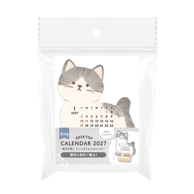 【まとめ買い】2027 卓上ダイカット ウッドスタンド ネコ柄 0936/308741