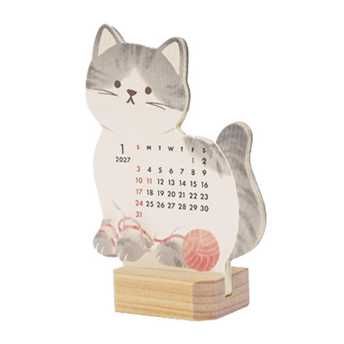 【まとめ買い】2027 卓上ダイカット ウッドスタンド ネコ柄 0936/308741