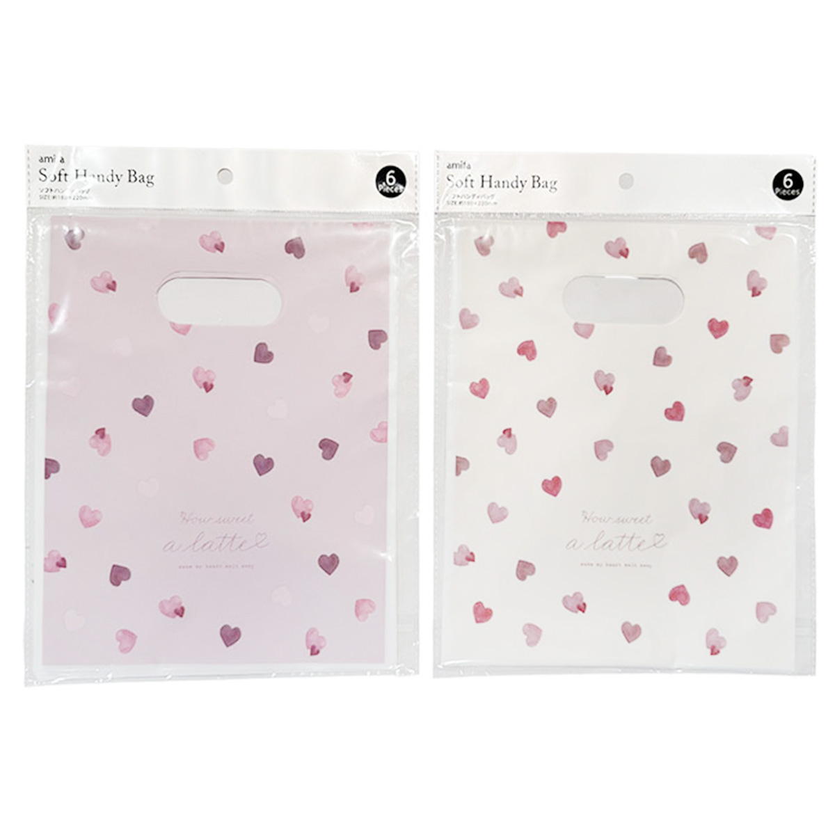 【まとめ買い】ソフトハンディバッグ S 6P 水彩ラテハート 0356/308931