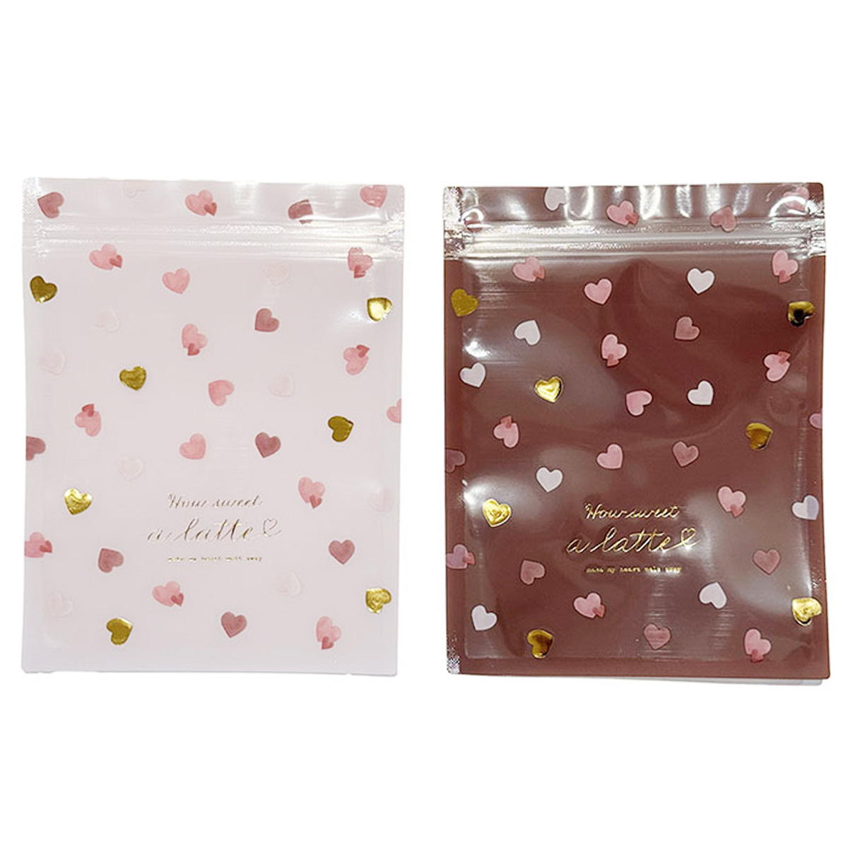 【まとめ買い】ジップバッグ M 3P 水彩ラテハート 0356/308932