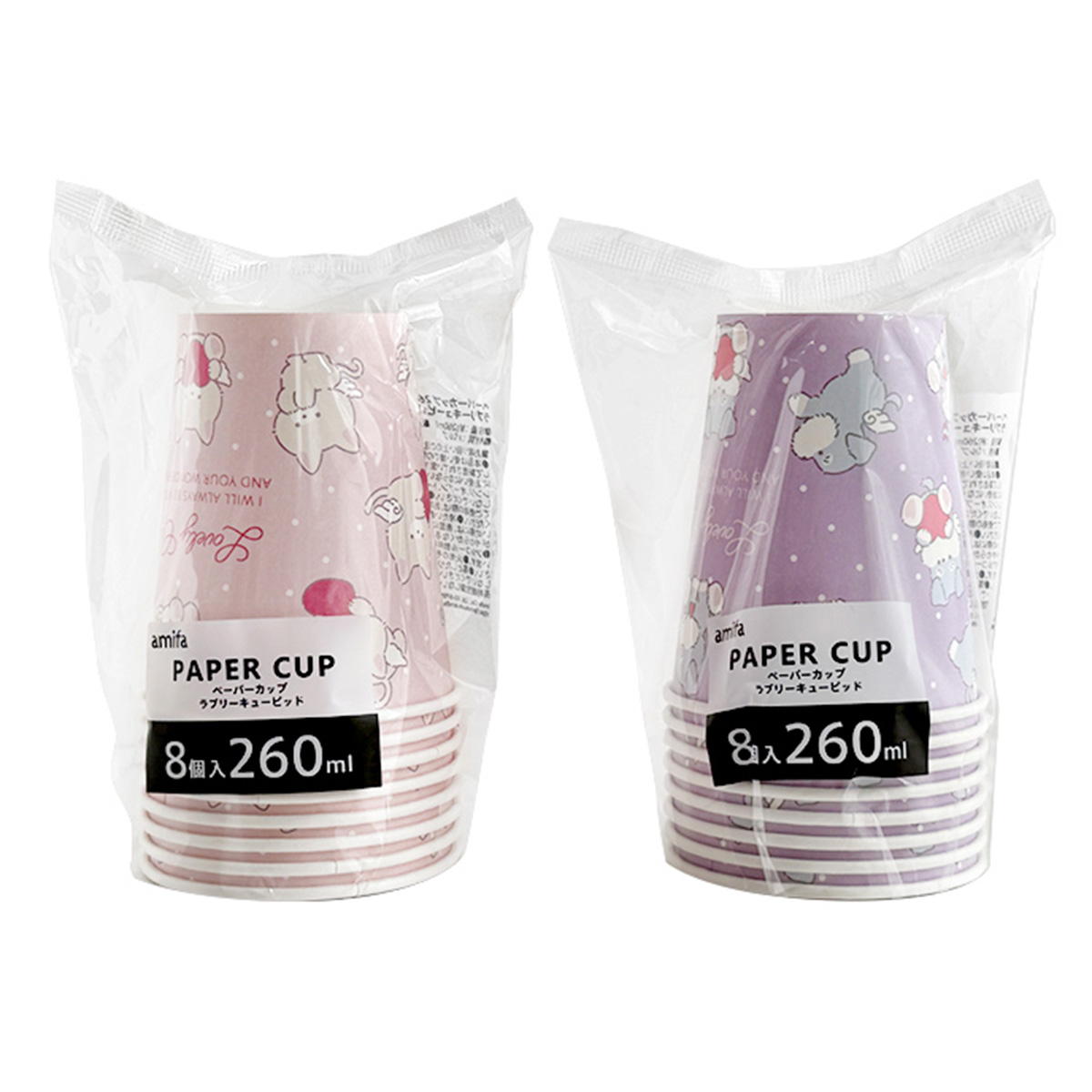【まとめ買い】ペーパーカップ 260ml 8P ラブリーキューピッド 0356/308951