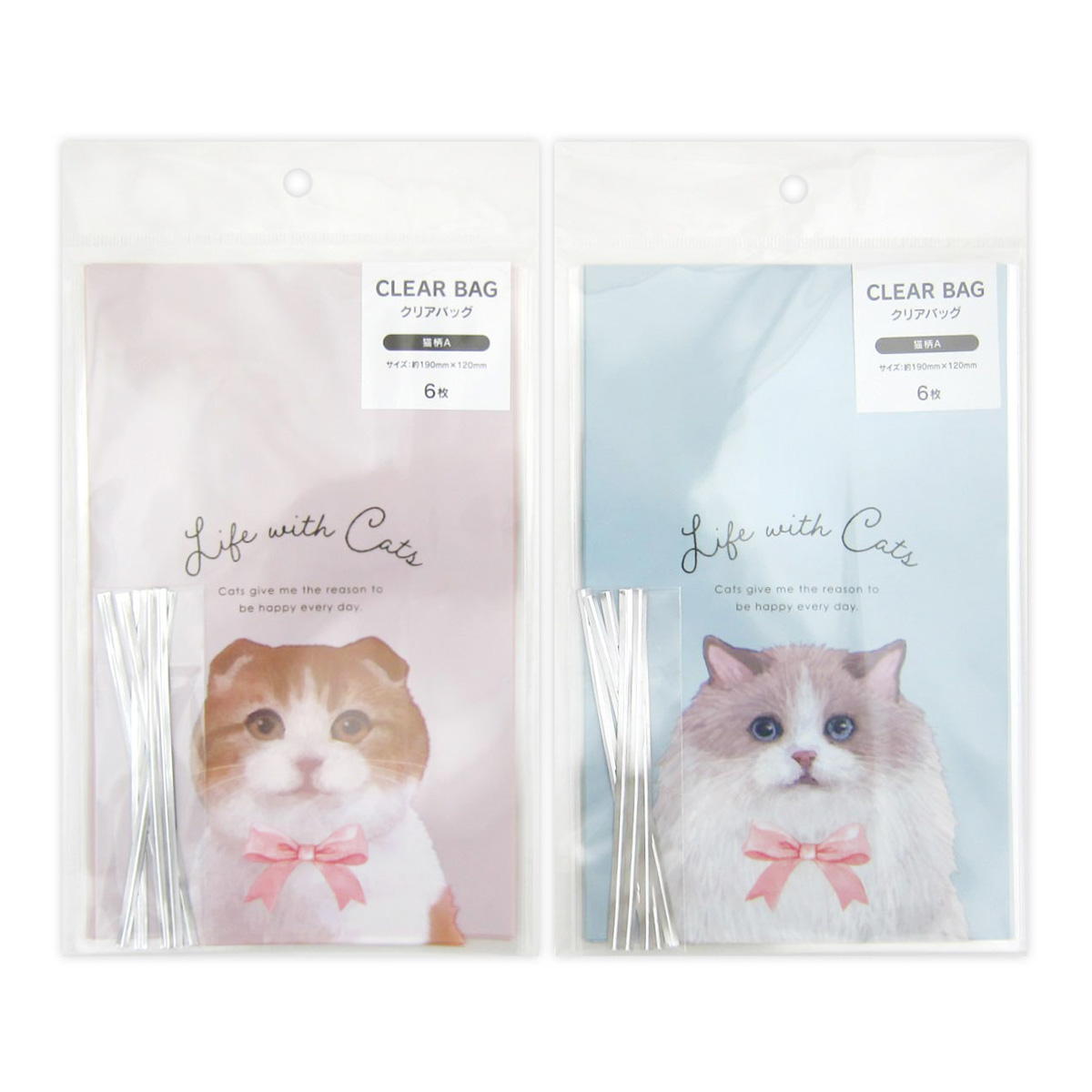 【まとめ買い】クリアバッグ 猫柄A 6枚 0915/309022
