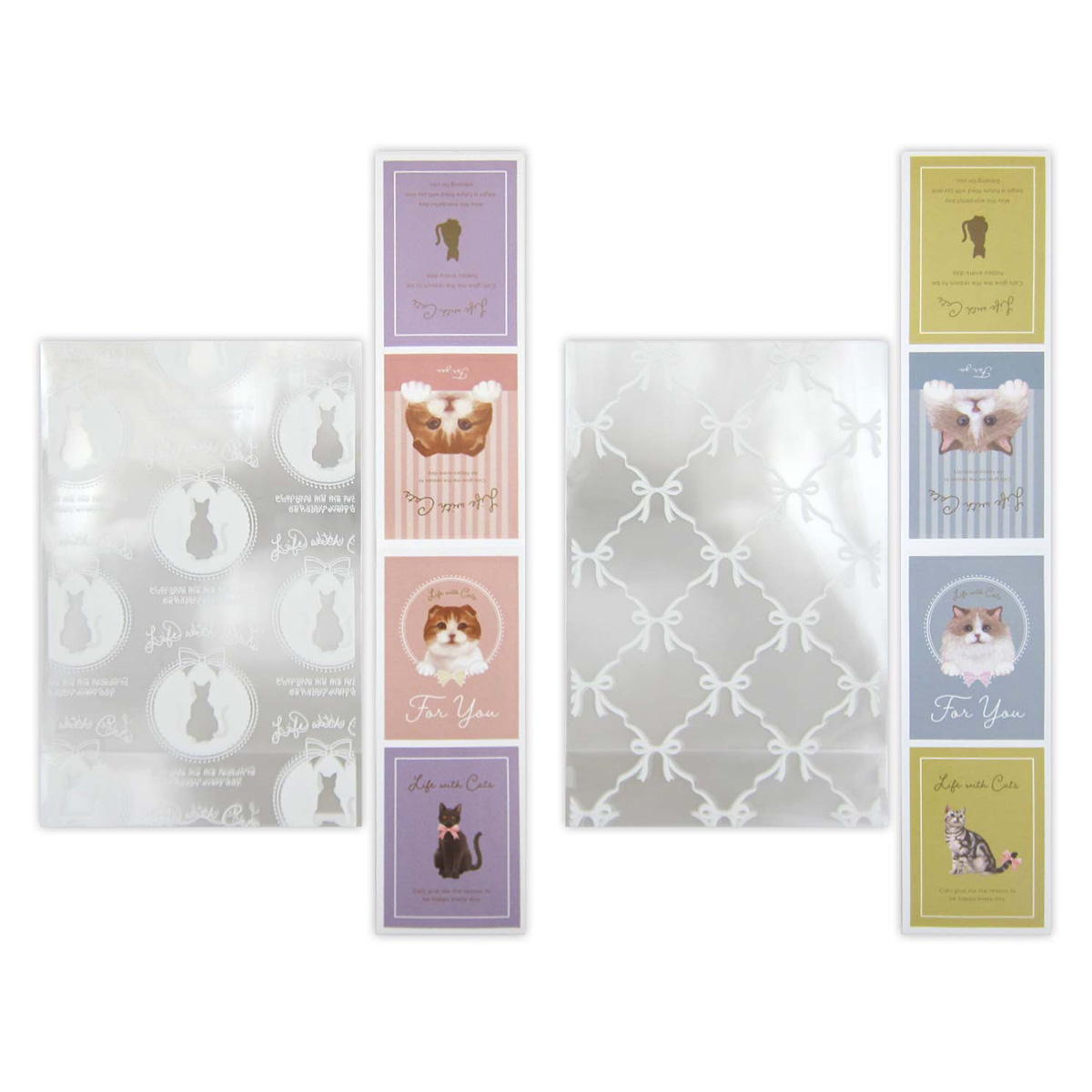 【まとめ買い】クリアバッグ 底マチ付き 猫柄 4枚 0915/309026