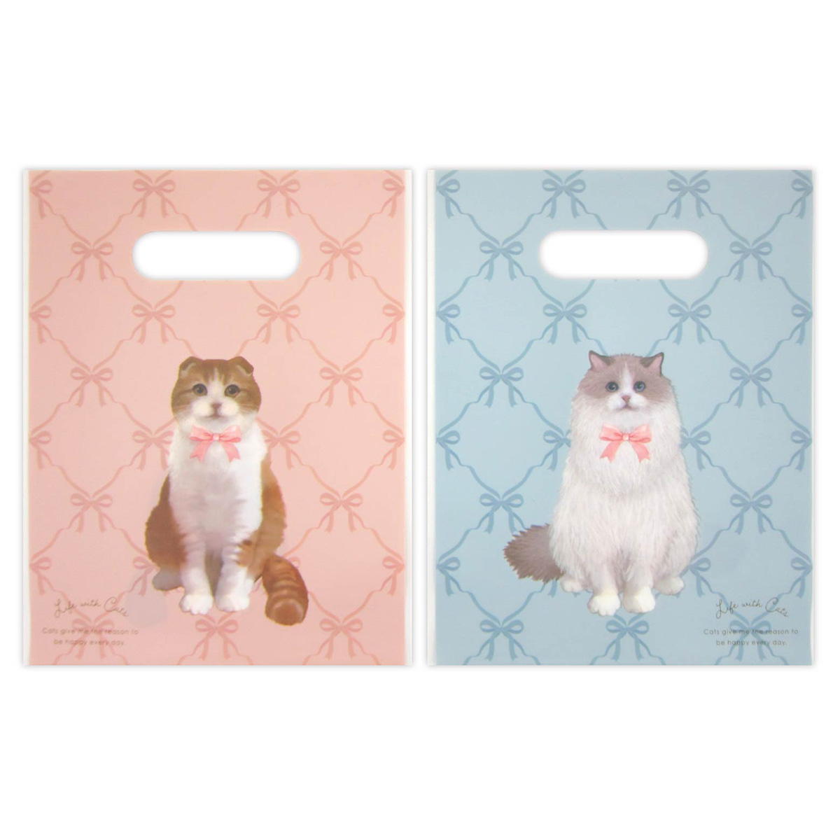 【まとめ買い】フロストバッグ 持ち手穴付き 猫柄 6枚 0915/309029