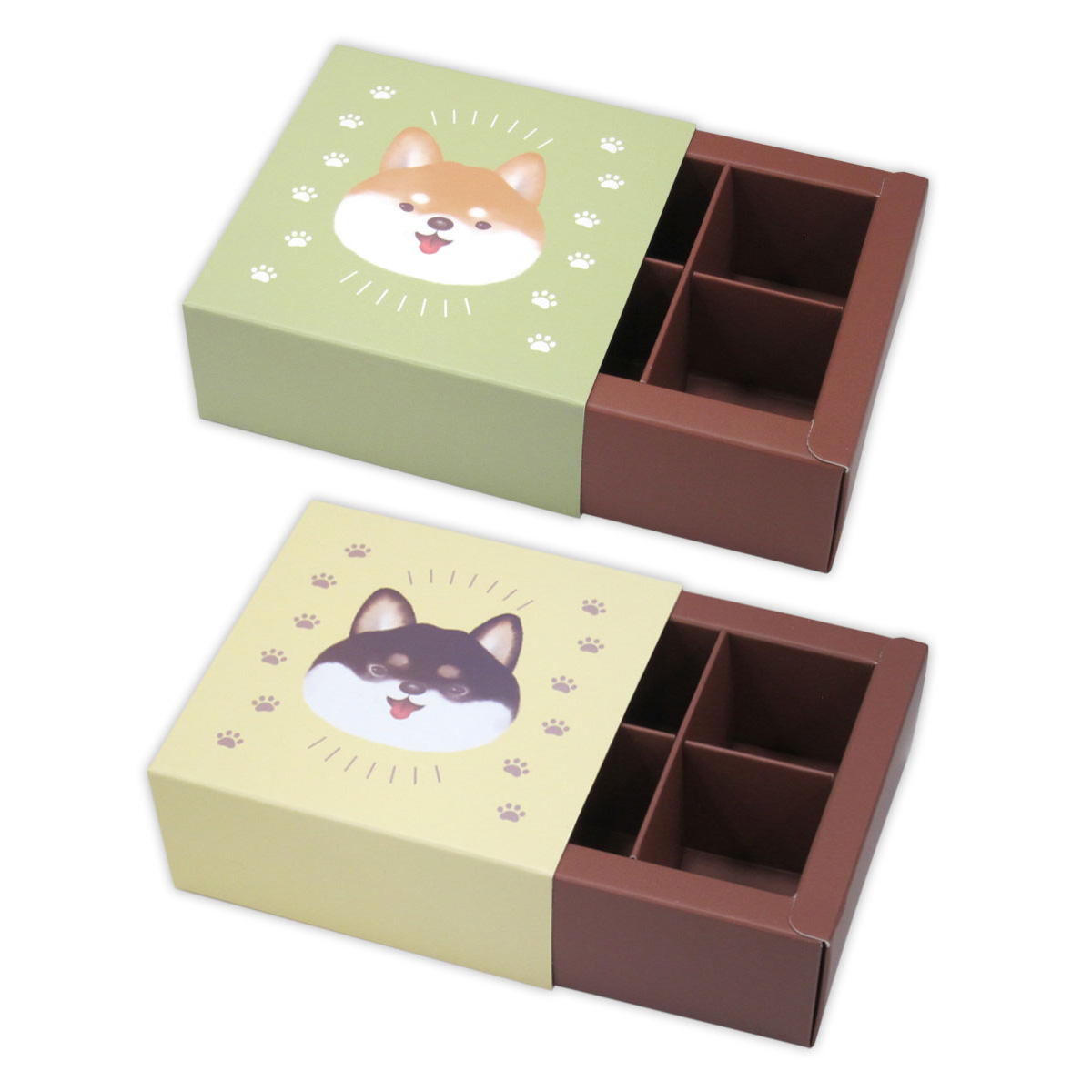 【まとめ買い】トリュフ用ボックス 4マス 柴犬柄 0915/309033
