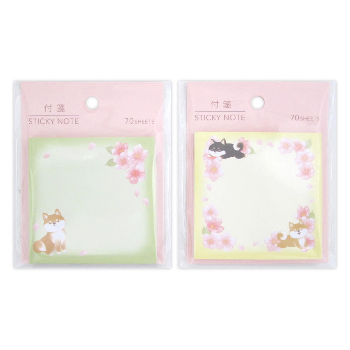 【まとめ買い】付箋 桜と柴犬柄 70枚 0915/309555