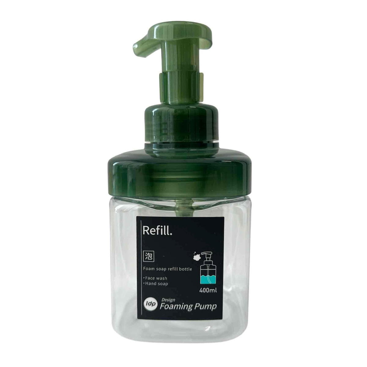 【まとめ買い】1dp　広口泡ボトル400ML　角　グリーン9001/311546