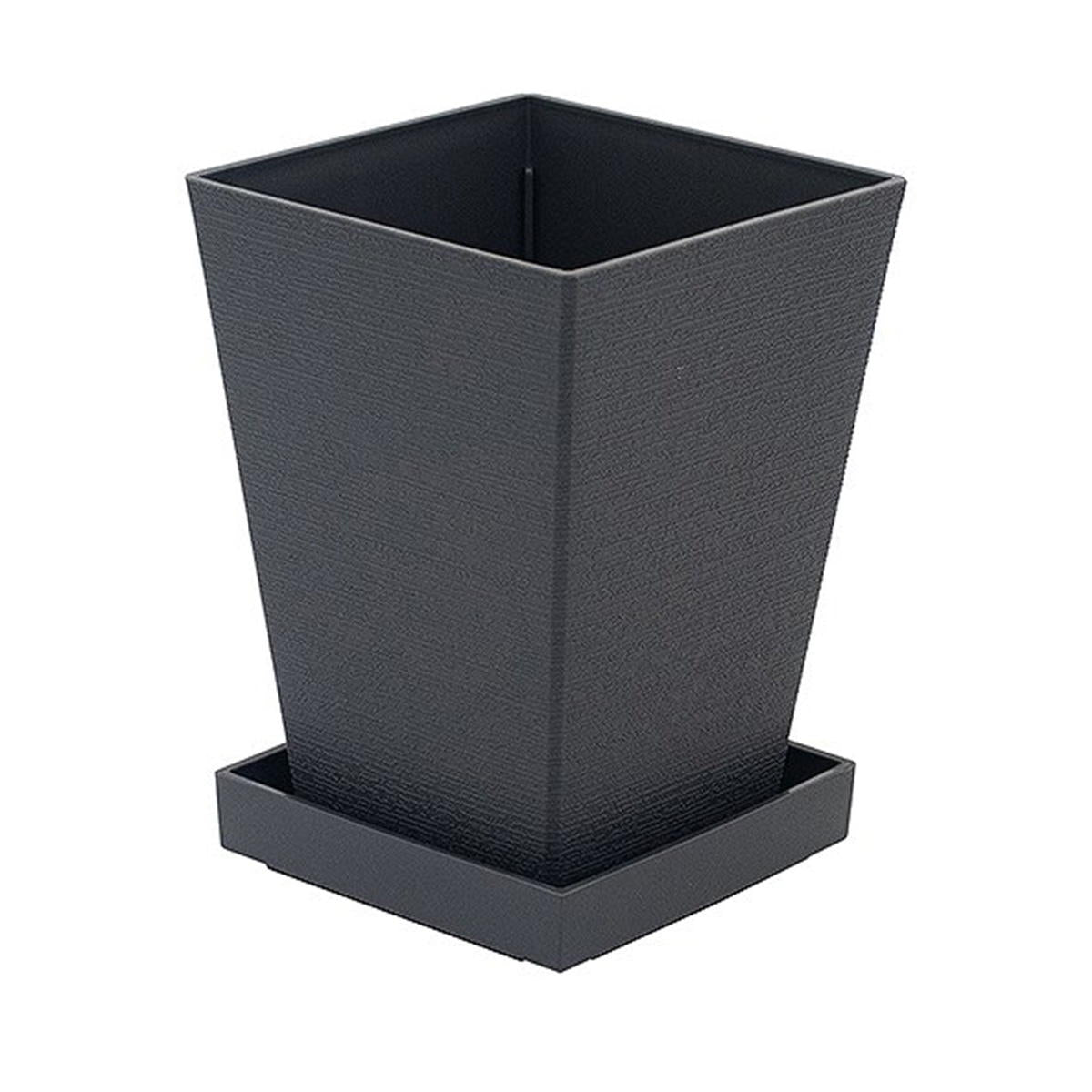 【まとめ買い】ミニ観葉角ポット 受皿付 ダークグレー 0847/311994