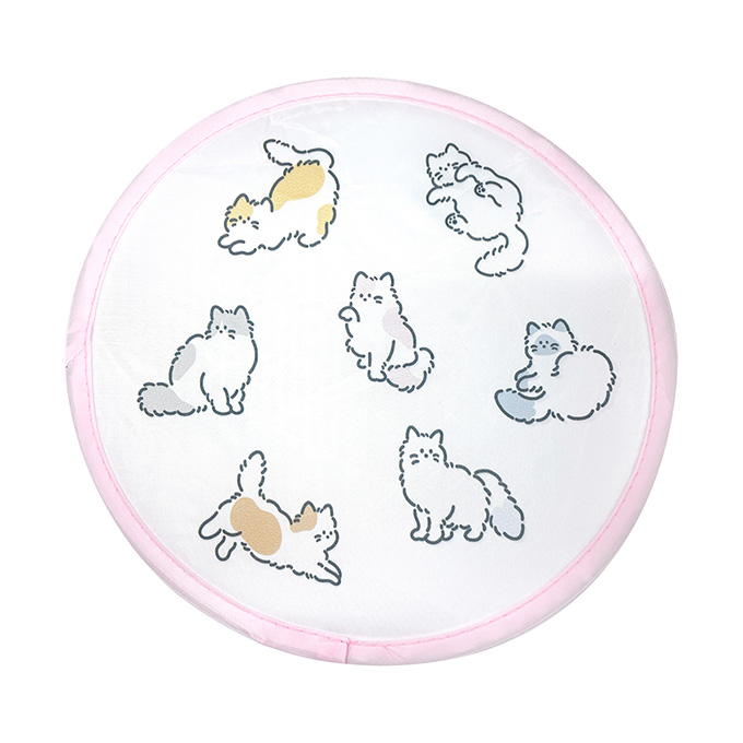 【まとめ買い】折りたたみうちわ20cm収納袋付 ふわふわ猫 0808/314504