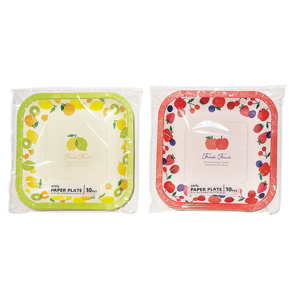 まとめ買い】ペーパープレート 10P スクエア フレッシュフルーツ 0356