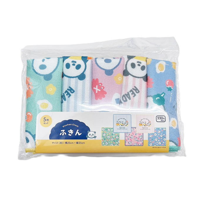 【まとめ買い】ふきん5枚セット パンダ柄 0834/314887