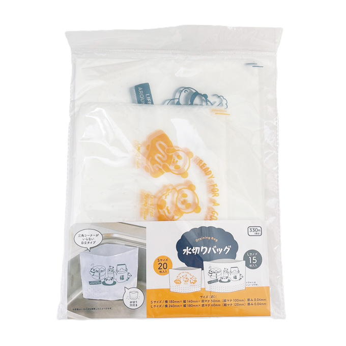 【まとめ買い】水切りバッグS20枚&L15枚 パンダ柄 0834/314890