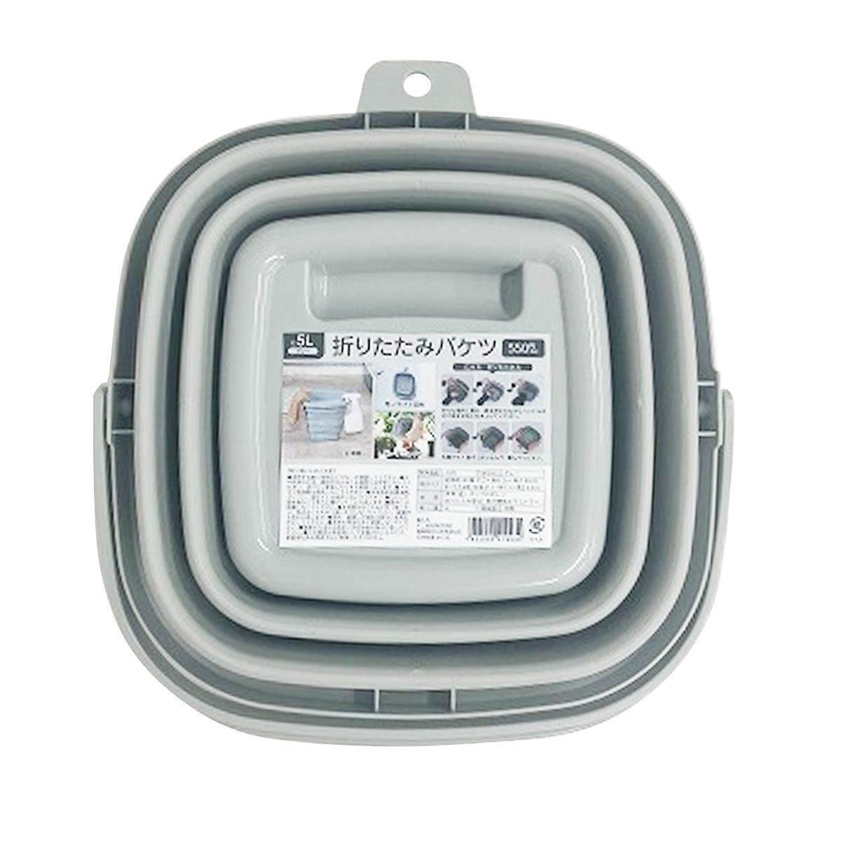 【まとめ買い】折りたたみバケツ 5L グレー 1635/315034
