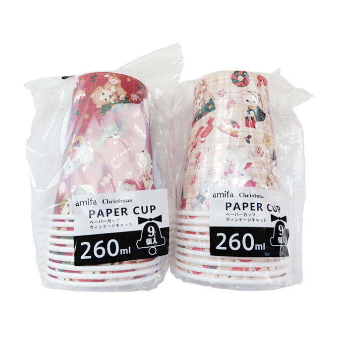 【まとめ買い】ペーパーカップ 260ml 9P ヴィンテージキャット 0356/315816
