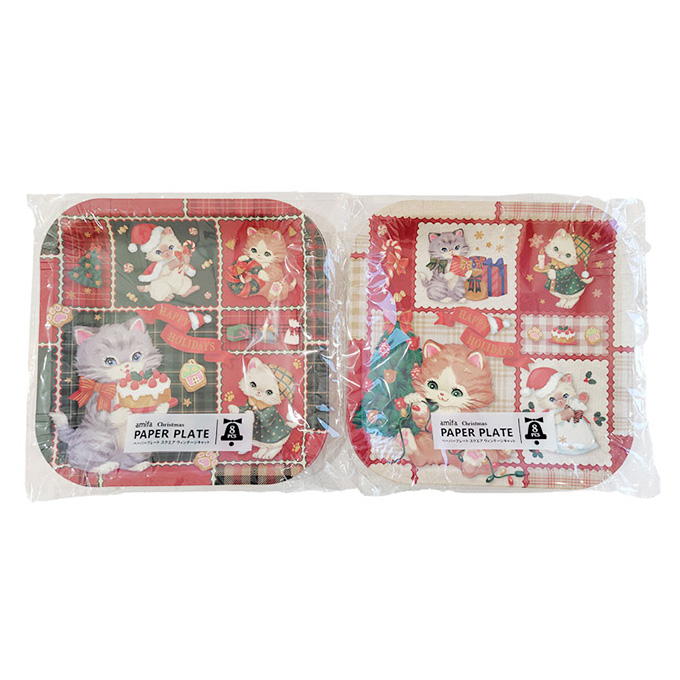【まとめ買い】ペーパープレート 8P スクエア ヴィンテージキャット 0356/315817