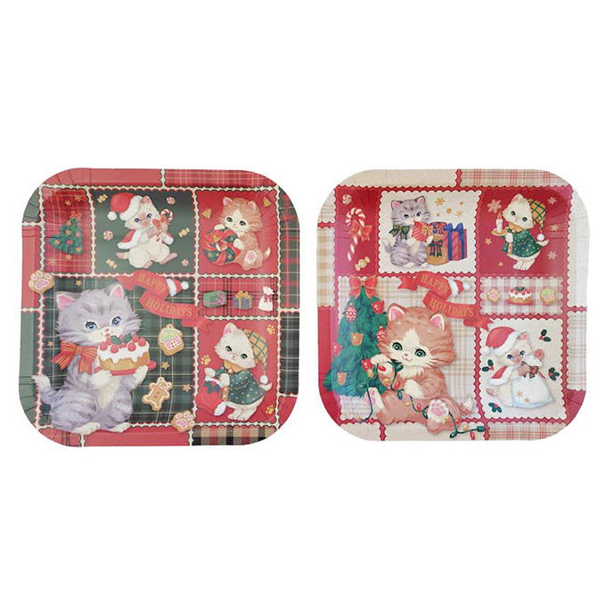 【まとめ買い】ペーパープレート 8P スクエア ヴィンテージキャット 0356/315817