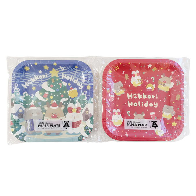 【まとめ買い】ペーパープレート 8P スクエア ほっこりホリデイ 0356/315826
