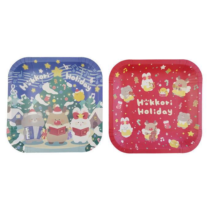 【まとめ買い】ペーパープレート 8P スクエア ほっこりホリデイ 0356/315826